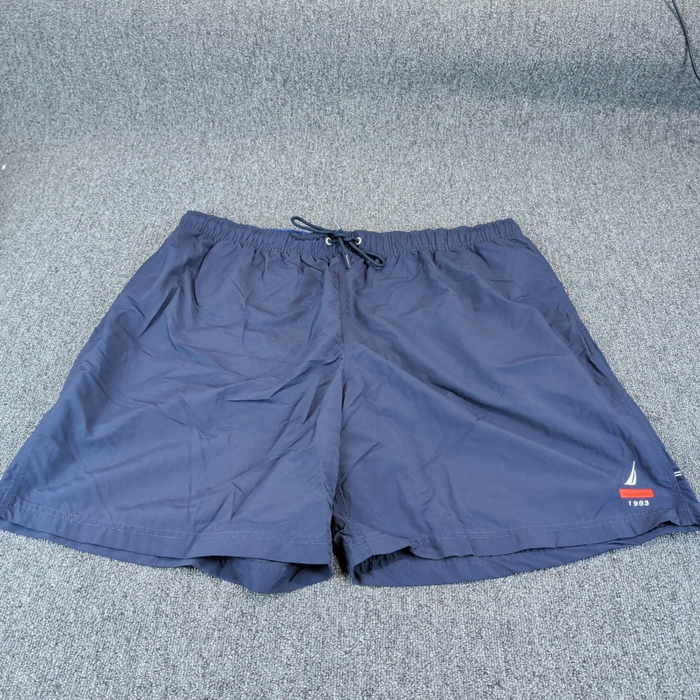 Nautica Swim Trunks 2XL Mens Navy Blue Board Shorts 1983 Sail Logo Mesh Lined — photo 2